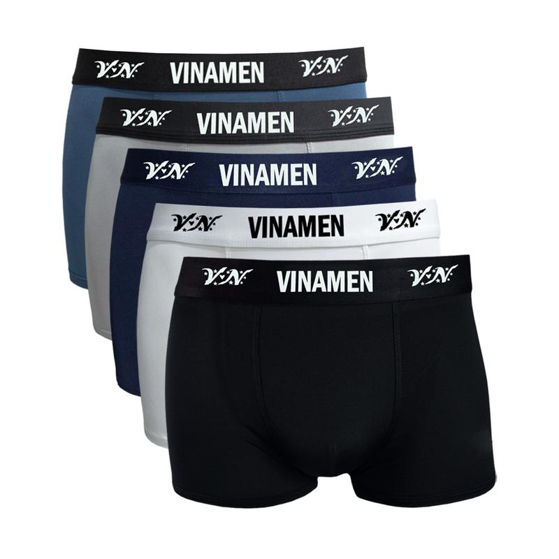 Combo 5 quần sịp đùi VINAMEN cạp cao 4cm quần sịp nam Đùi mịn mát thấm hút tốt quần lót nam boxer thun lạnh co dãn 4 chiều thoải mái vận động Boxer Quần Boxer Menswear