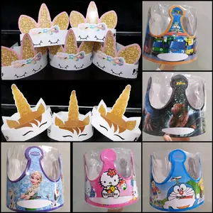 Topi Ulang Tahun Isi 10 Pcs Mahkota Ulang Tahun Topi Ultah Karakter Unicorn Pink Printing Gambar Jelas Tersedia Berbagai Motif