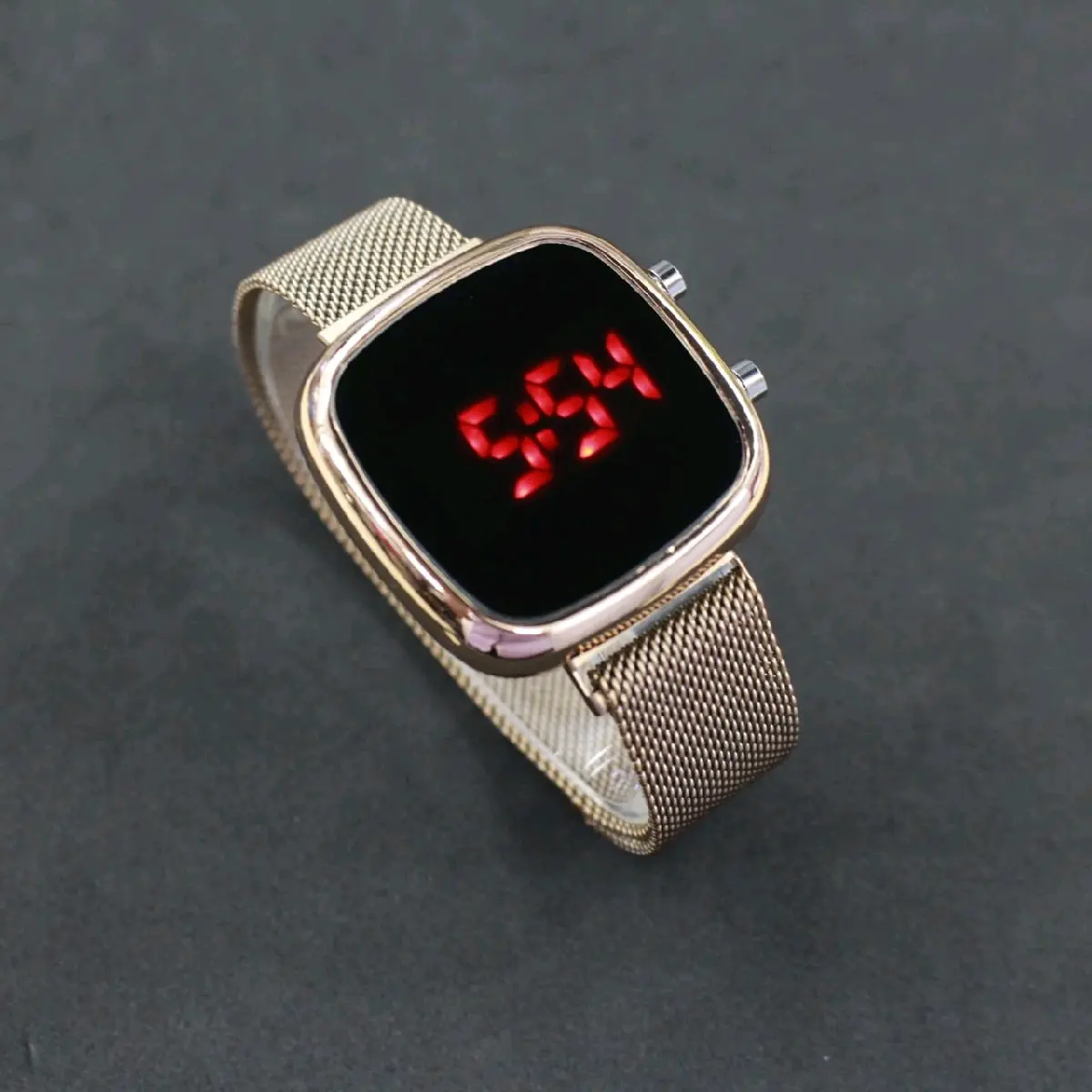 Jam Tangan Wanita LED Digital watch Tali Rantai Pasir Oval Jam Tangan Kekinian