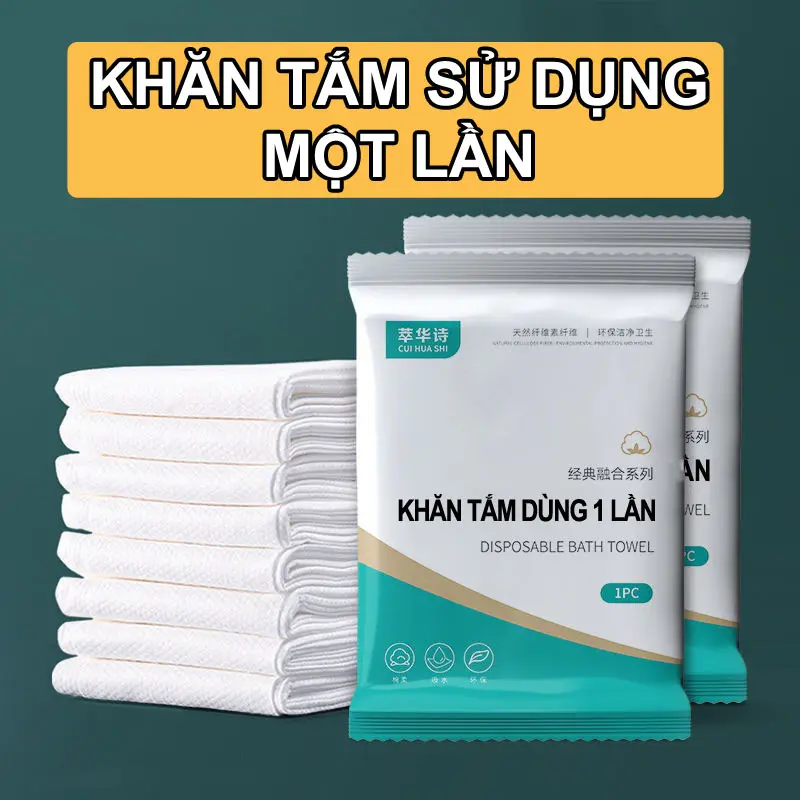 Khăn Tắm Du Lịch Khăn Tắm Sử Dụng Một Lần Sợi Vải Cellulose Phân Hủy Sinh Học Thấm Hút Mạnh Mềm Mịn Không Kích Ứng Da 1