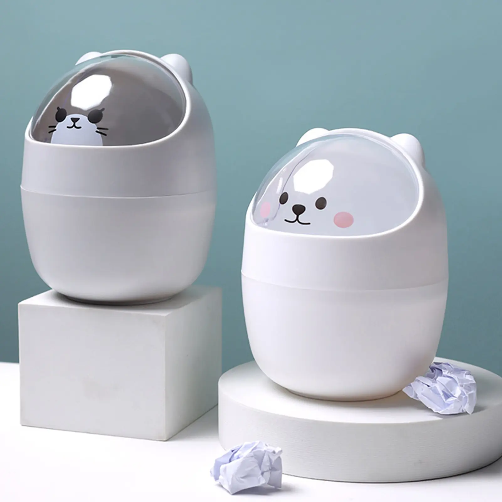 Thùng Rác Mini Đa Chức Năng, Có Thể Tái Sử Dụng, Để Bàn, Hoạt Hình Đáng Yêu, Giỏ Đựng Rác Trong Nhà