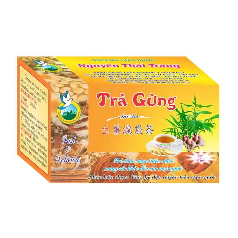 Trà Gừng (Hộp 20 Túi Lọc X 2gr)- Nguyên Thái Trang – Thảo Dược Thiên Nhiên – Tốt Cho Sức Khỏe 0