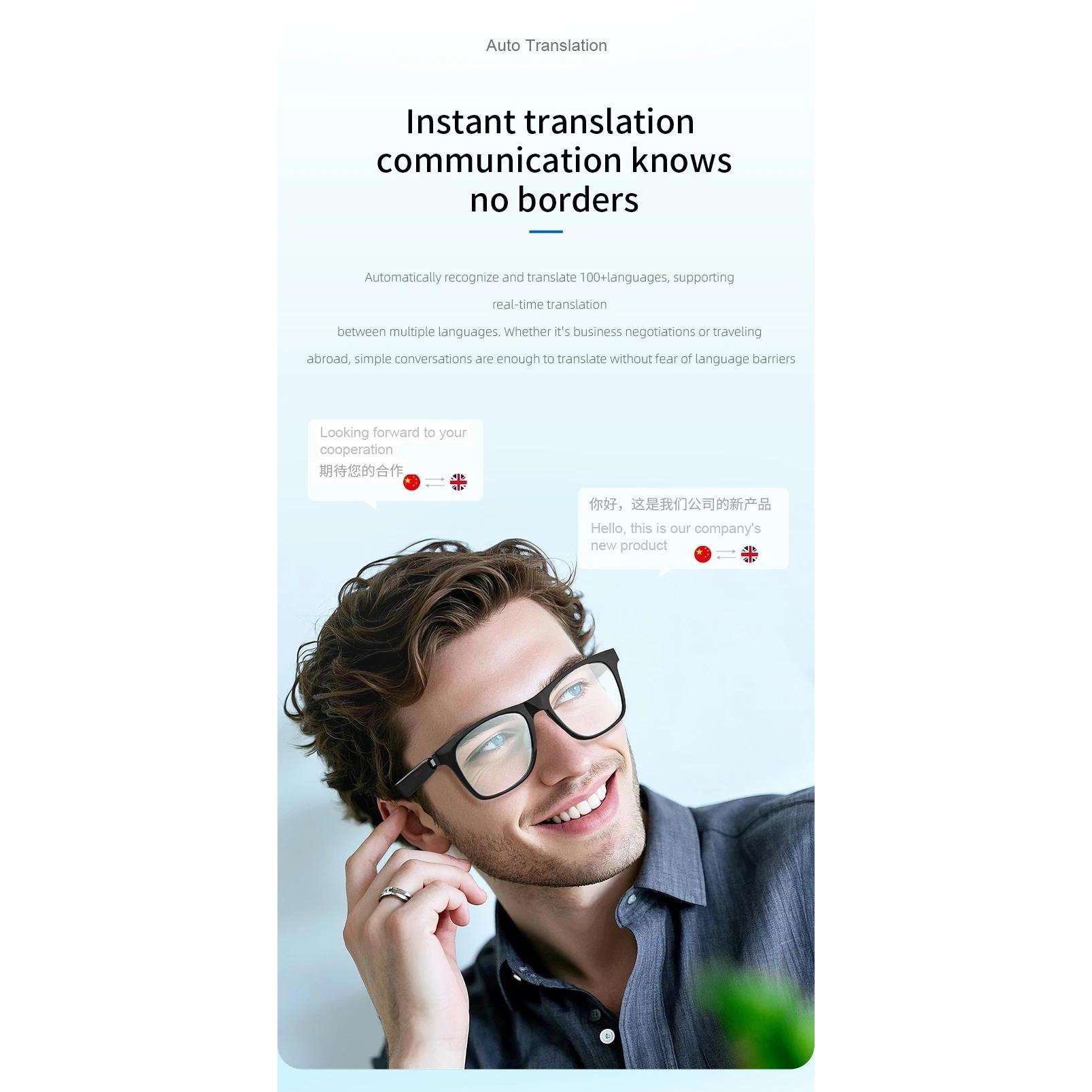 Smart Glasses  Remote Shoot Bluetooth Music Driving Headphones Call Sunglasses AI Voice Assistant Binaural Touch For Men - Image 5