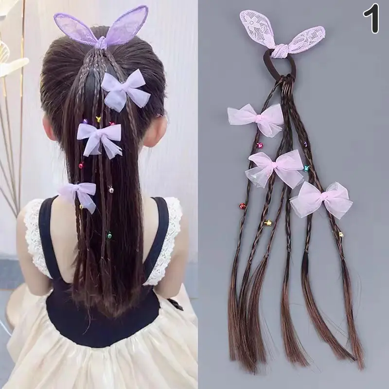Tóc Giả Tai Thỏ Nơ Cho Trẻ Em, Tóc Đuôi Ngựa Dreadlocks, Dây Buộc Tóc Đuôi Ngựa, Tóc Bện Đầy Màu Sắc, Thích Hợp Cho Trẻ Em 8
