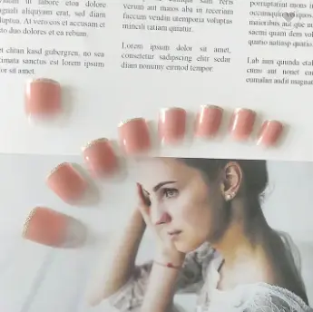 S-1172 Nude Peach Kuku Palsu / Fake Nail Free Lem Gel/Jelly dan Sticker Lucu 2
