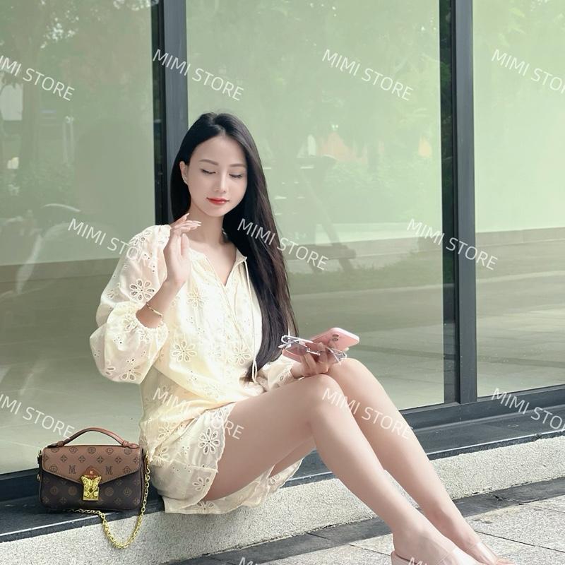 [Mã 02] Set quần áo nữ đục lỗ thêu hoa hai lớp (Dài tay) 5