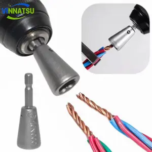Vinnatsu 1 Set Alat Pemutar Kabel Auto Wire Twister Penyambung Kabel Listrik Mata Bor Kabel Konektor Baja Penggulung Kabel