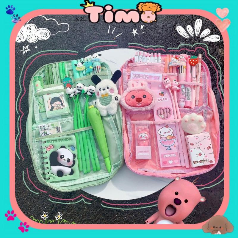 Hộp Bút To Nhiều Ngăn Vải Trong Suốt Capybara Gấu Trúc Nhiều Màu Đồ Dùng Học Tập Cute VPHB31