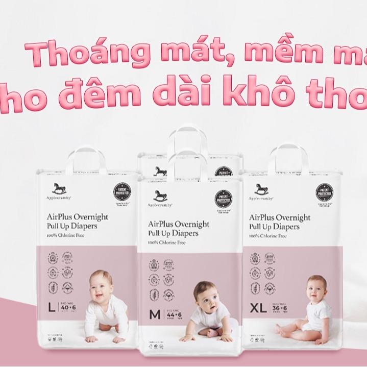 Bỉm tã đêm Applecrumby Airplus Overnight dán quần đủ size cho bé