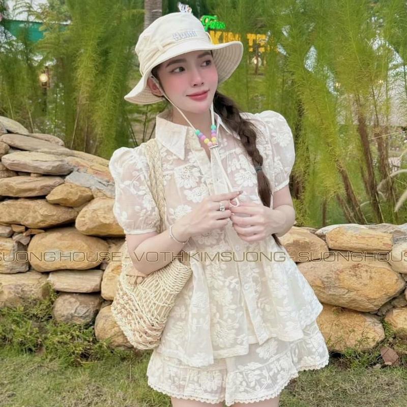 SÉT THIẾT KẾ ÁO VÀ CHÂN VÁY KÈM ÁO BRA T112 Nguyễn Thảo clothing Kem Nữ