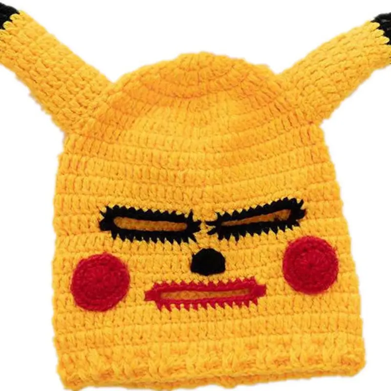 (Hỏa Tốc HCM) Mặt nạ len Pikachu dễ thương Mũ Len đội đầu độc lạ/ Mũ len hình Pikachu đội đầu hài hước 4