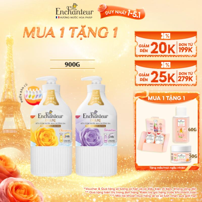DUY NHẤT 1-5.1 Sữa Tắm Dưỡng Da Body nữ Hương Nước Hoa Dưỡng Da Enchanteur Charming Sensation 900g