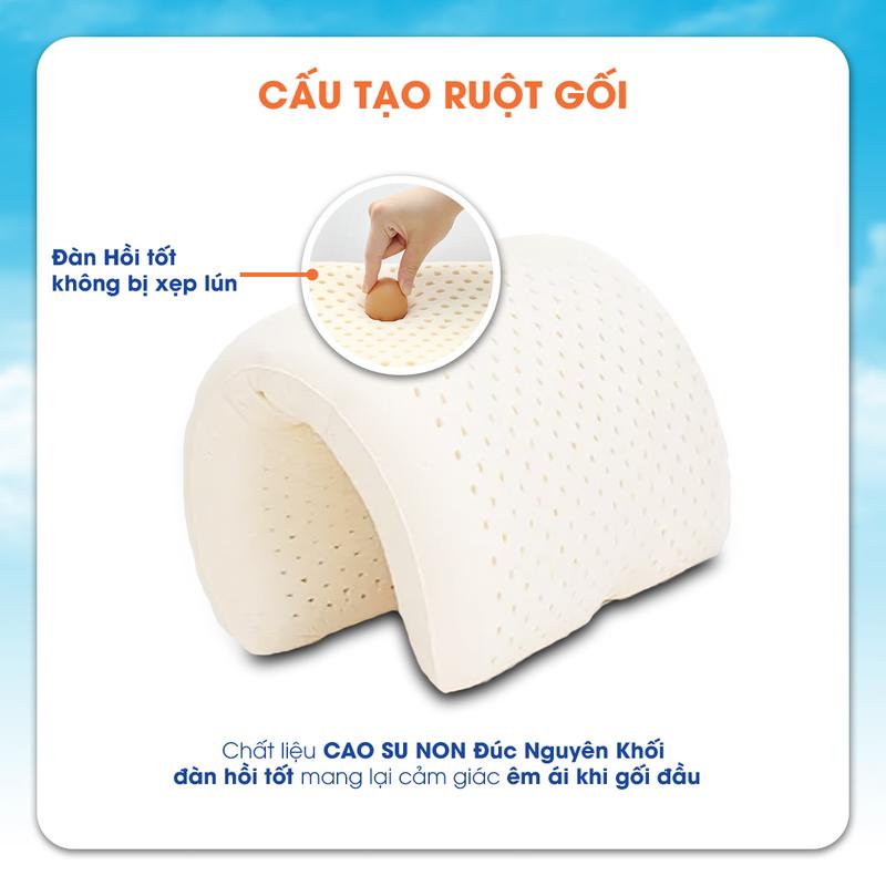 Product Introduction of Gối cao su non Kingroll mềm êm thoáng khí giảm đau mỏi cổ, thiết kế Oval - Tặng kèm vỏ gối 23