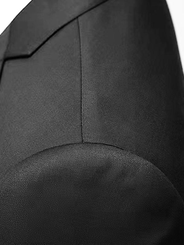 Men's Solid Color Suit Set, Business Formal Lapel Neck Long Sleeve Blazer & Straight Leg Pants, Two-piece Suit for Work Office Business, Menswear 3
