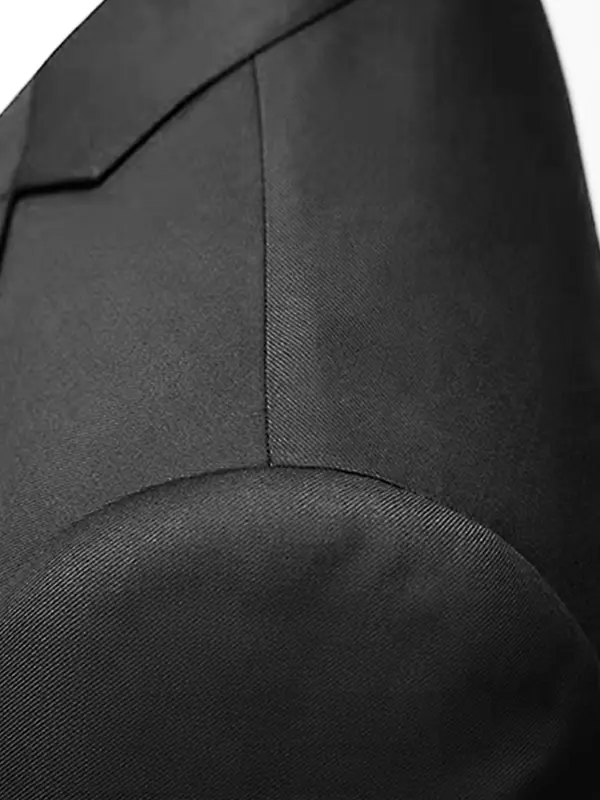Men's Solid Color Suit Set, Business Formal Lapel Neck Long Sleeve Blazer & Straight Leg Pants, Two-piece Suit for Work Office Business, Menswear 3