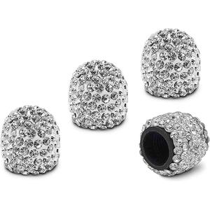 Tapón de válvula de llanta con decoración de diamantes de imitación, set de 4 tapones universales para válvulas de llantas de autos, motocicletas y camiones, accesorios para auto para chicas