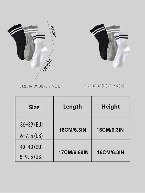 Women's Striped Pattern Mid-calf Socks, Casual Comfy Breathable Socks for Daily Wear, Women's Socks for All Seasons 4