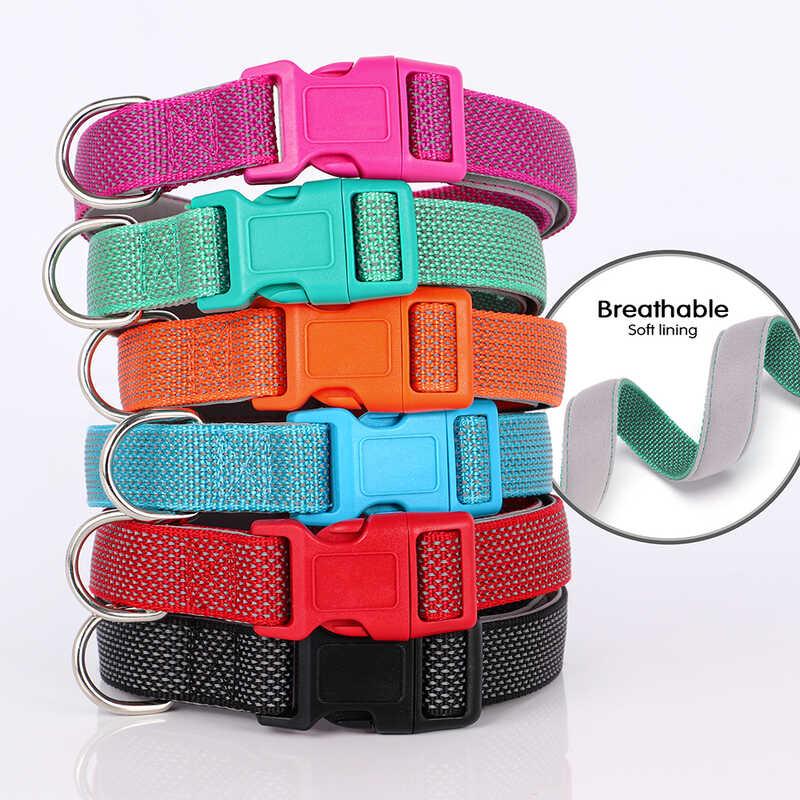 Vòng Cổ cho chó cưng, vật liệu phản quang Nylon, có thể điều chỉnh, bền, thích hợp cho chó Con, Pug, Bull, kích thước Nhỏ, Trung Bình và Lớn 1
