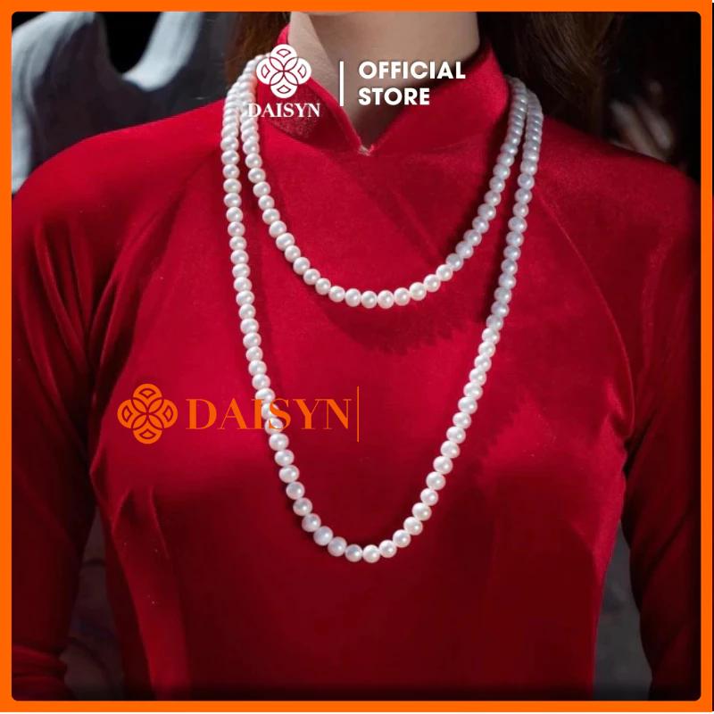 DAISYN N853 dây chuyền hạt ngọc trai nhân tạo 8li 120cm chuỗi hạt ngọc trai nhân tạo sang trọng