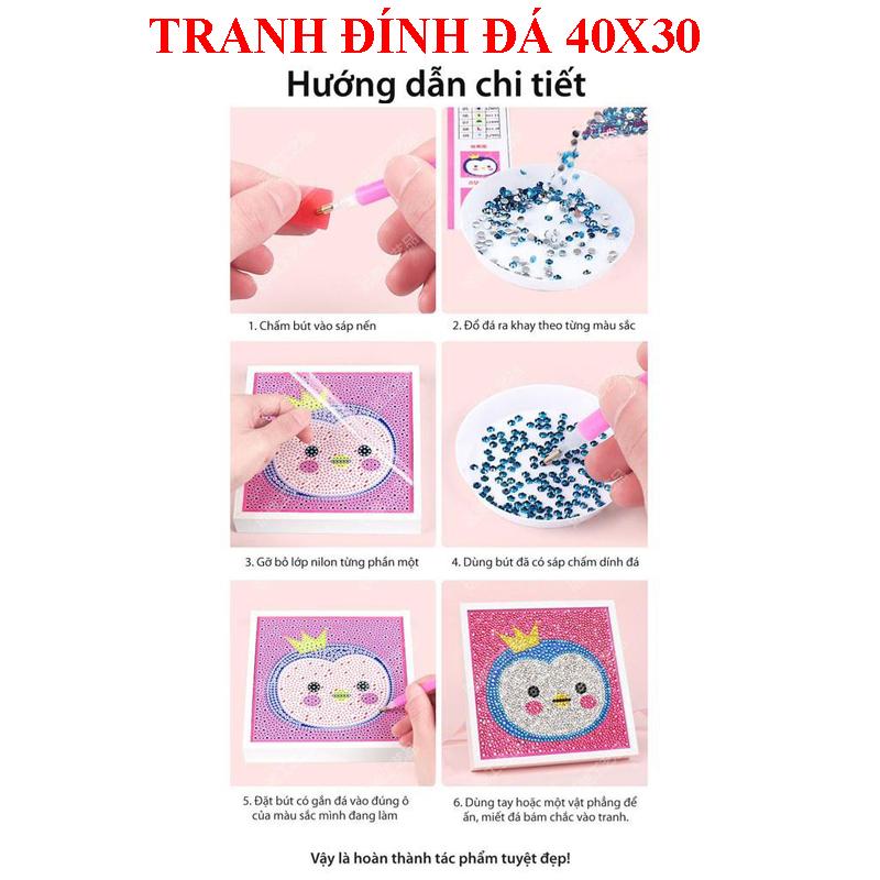 Tranh Cha Mẹ - Tranh Đính Đá 5D Tự Hoàn Thành Kích Thước 40x30cm - Tranh Gắn Đá DIY 6