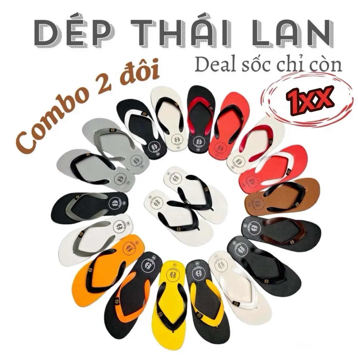 Combo 2 Đôi Dép Thái Lan HD Nhiều Màu Sắc Nam Kẹp Đế Bằng Cao Su - Dép Thái Lan Thủ Công Nam - DéP