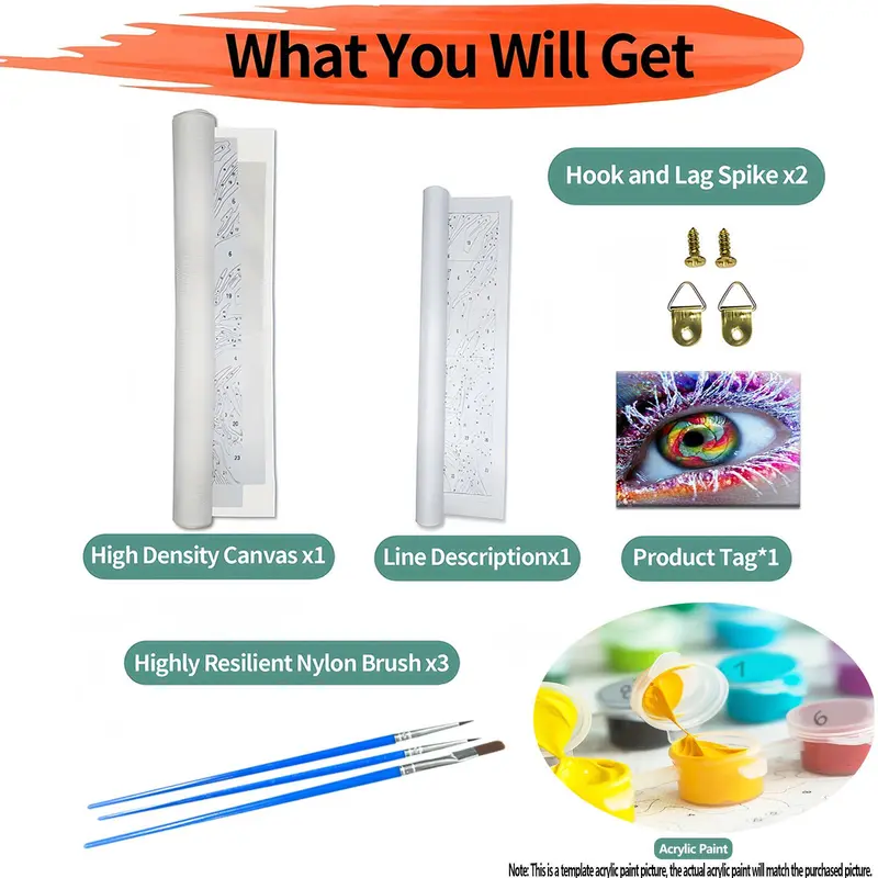 Colorful Eye Pattern DIY Painting by Numbers Kit, 1 Set DIY Paint by Numbers Kit without Frame, Wall Art Decor for Home Living Room Bedroom 3