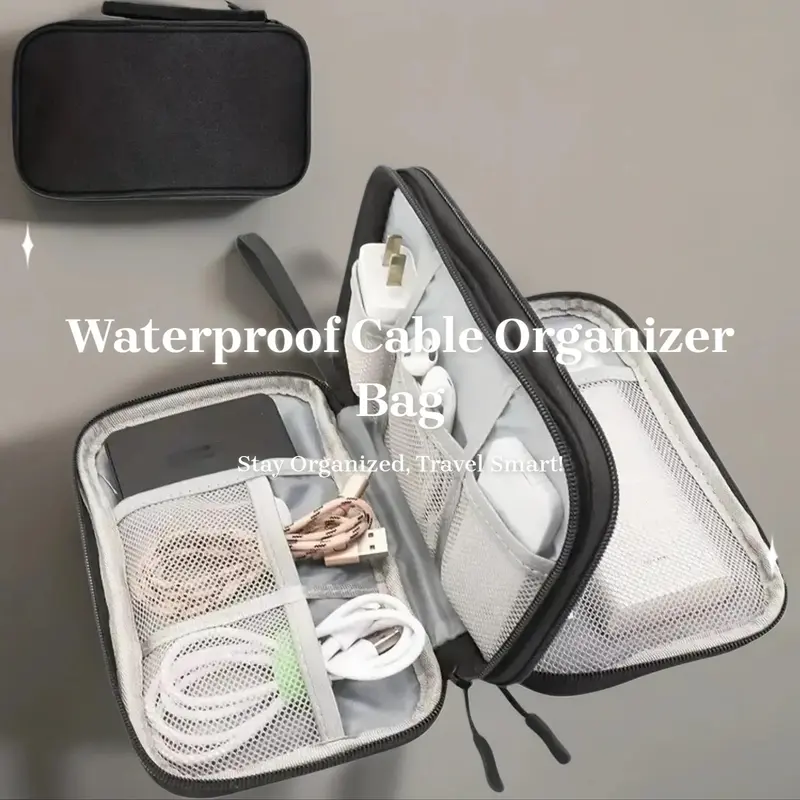 Electronic Accessories Storage Bag, Waterproof Cable Organizer, Travel Essentials Storage Pouch, Easy To Carry Storage Bag for Home & Travel, Travel Gadgets, Durability 1