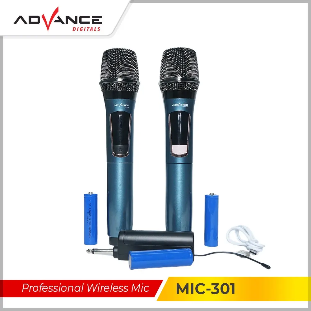 Advance MIC301 DOUBLE Mic Wireless Microphone Bluetooth Karaoke BONUS Baterai - Mikrofon untuk Karoke
