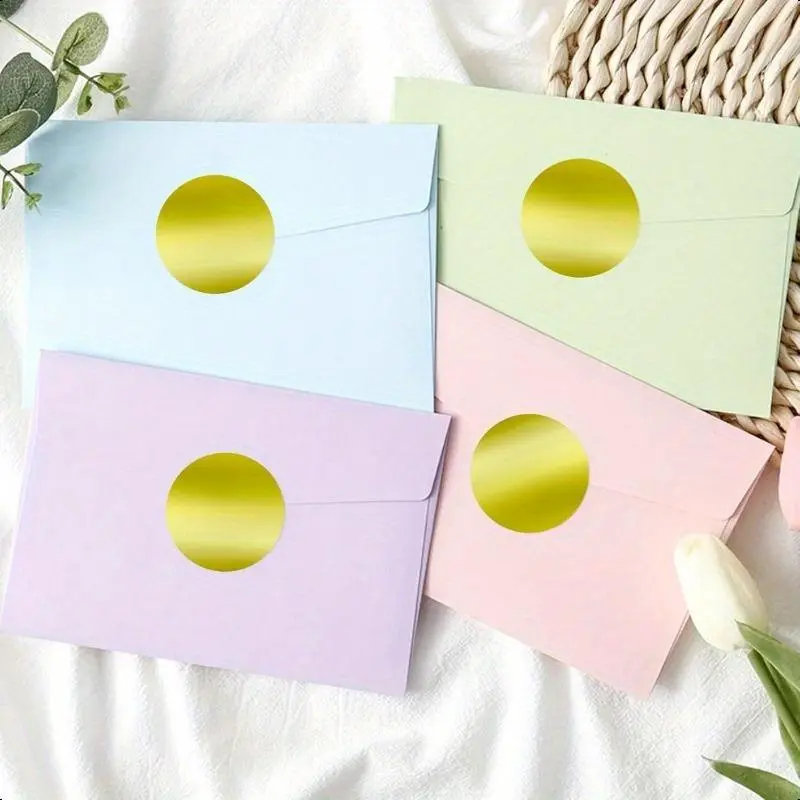 Gold & Silver Foil Seals Stickers, 2 Rolls Round Self-adhesive Envelope Seals Labels Stickers, Blank Emer Stamp Stickers for Book Invitation Notary Seals 2