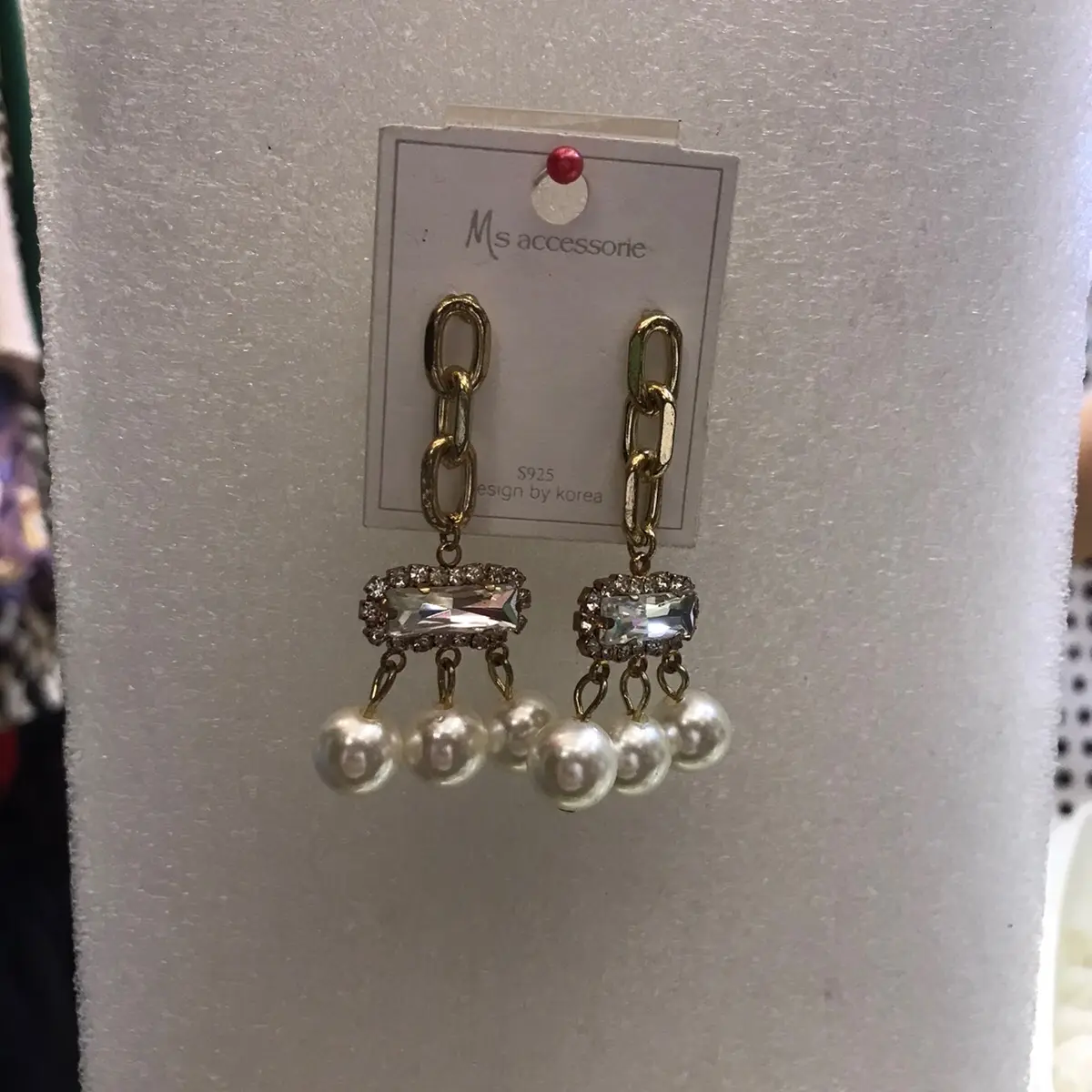 Diamond 3 pearl earring