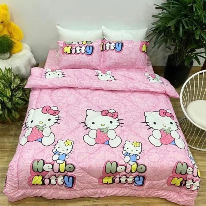 Sét Chăn Ga Gối  Hello Kitty ( Chăn Phao / Chăn Hè) bộ chăn ga  5 món chăn  phao chăn  phao