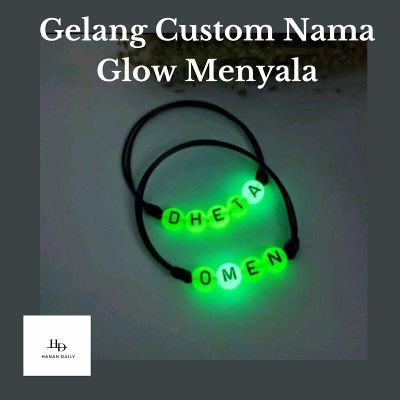Gelang glow in the dark huruf A-Z dan bisa request Nama / Gelang inisial request nama Bracelets uniseks (cewek/cowok) 0