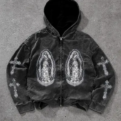 Affliction X Rogue Crosses Dark Brown Zip Hoodie - TikTok Shop