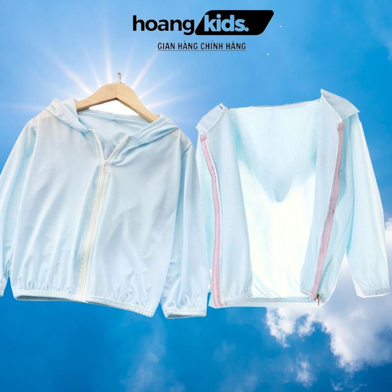 Áo chống nắng mẫu trơn cho bé trai bé gái mỏng nhẹ có mũ trùm đầu chất thông hơi thoáng mát size 15 đến 38 kg Hoangkids 3