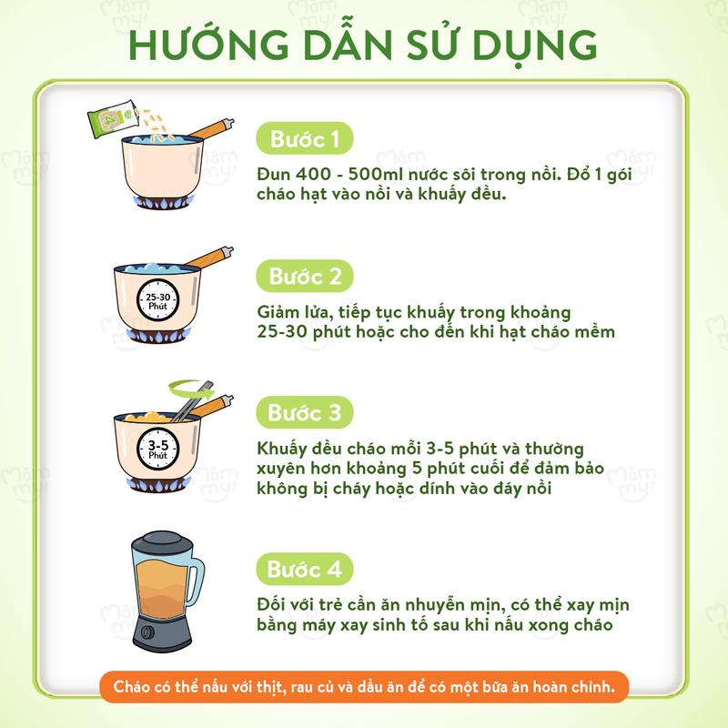 DEAL LIVE [Tặng XE ĐẨY GẤP GỌN] Combo 2 Hộp cháo gạo mix hạt  Mămmy STEP1: 7 gói x 30gr + STEP2: 7 gói x 50gr Food 8