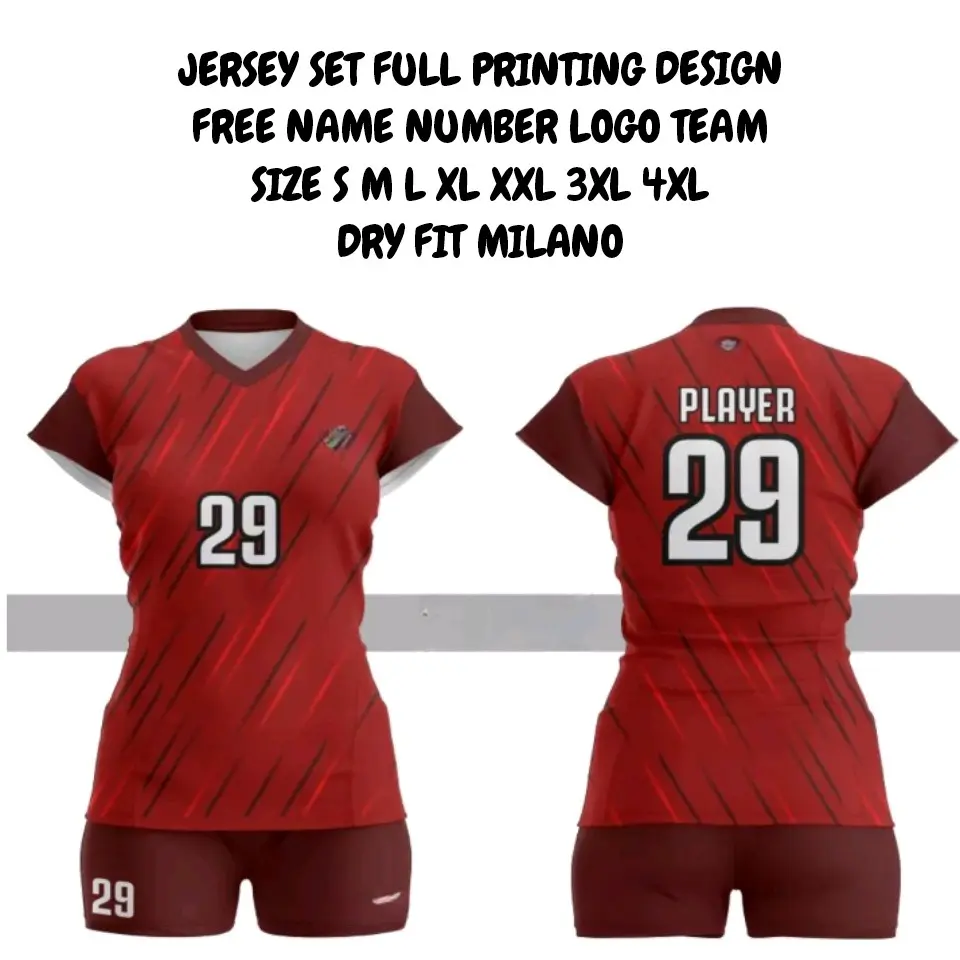 Set jersey dan Celana Voli Wanita Nyaman Custom nama+nomor Uniseks