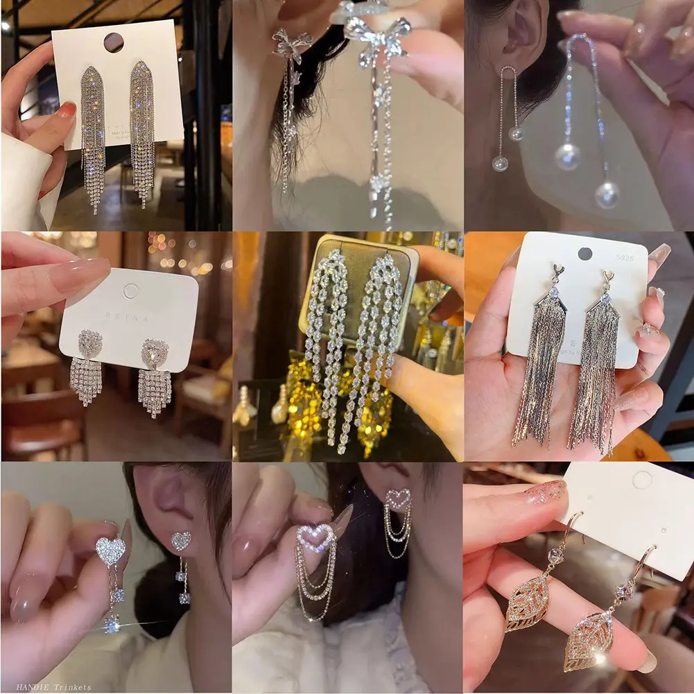 [COD] Long Tassel Earrings for Women with Round Faces, Slimming Lightweight Fashion Jewelry, Comfortable All-Day Wear, Versatile Accessory for Daily & Special Occasions