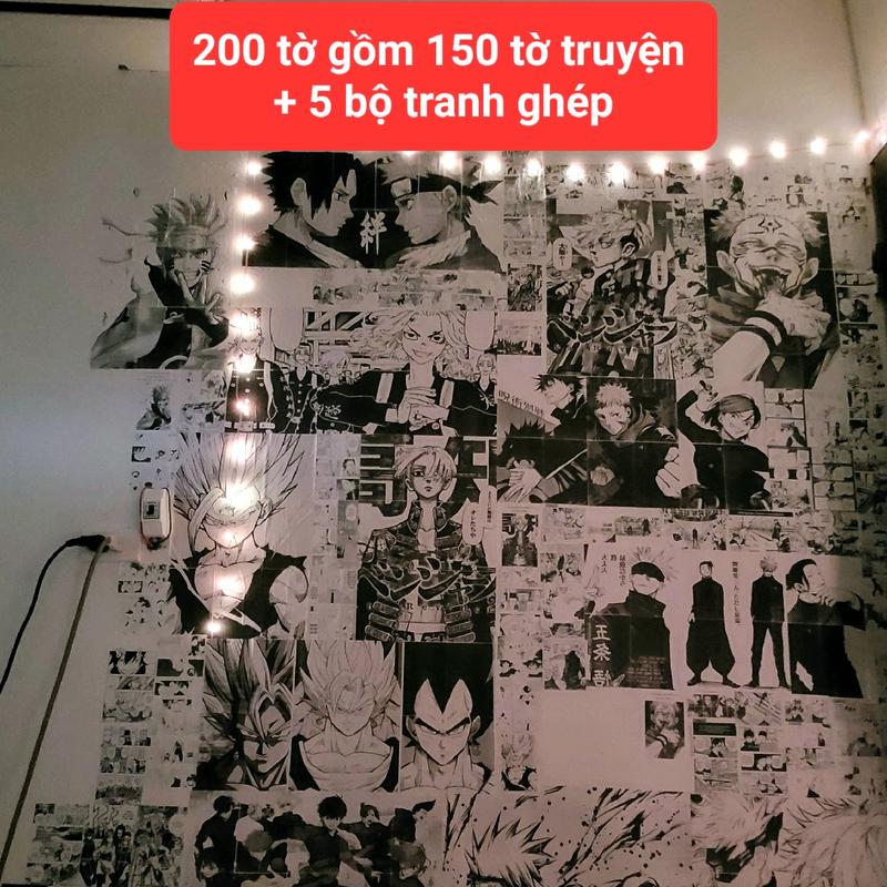 combo 200 tờ bộ tranh dán tường manga anime Treo Tường Decor Phòng Decor Tường Phòng Khách