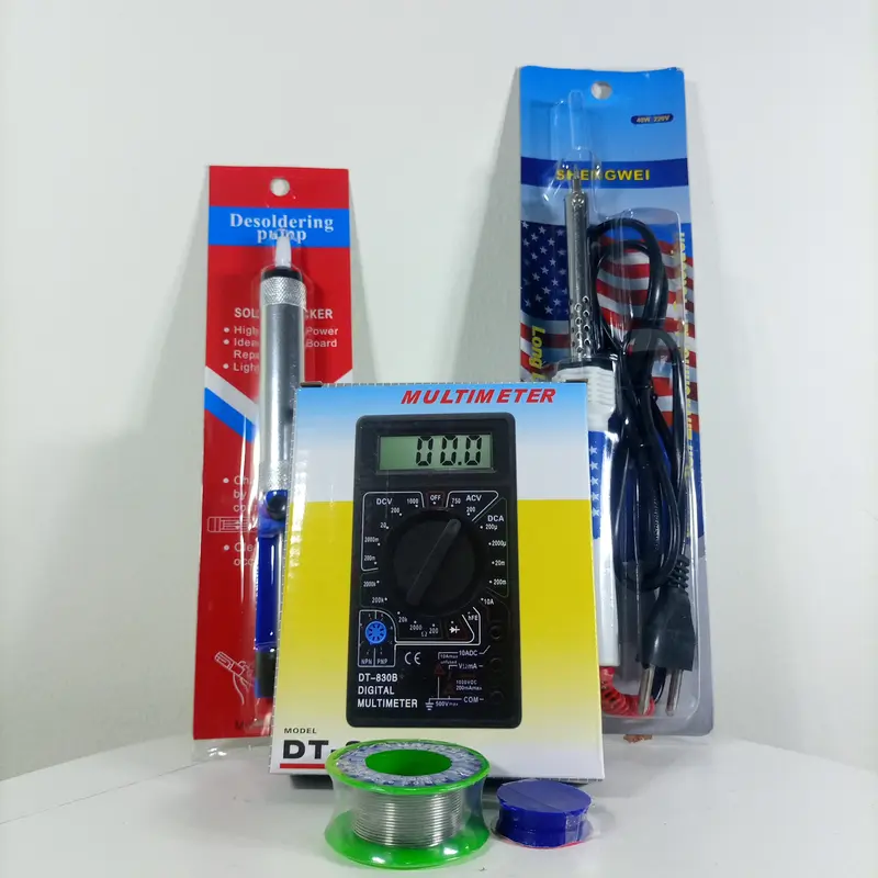 solder amerika 40watt paket lengkap 5pcs (solder amerika 40watt+sedotan timah+timah 5meter+multitester/multimeter+pasta 1