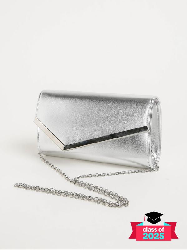 Women's Elegant Metallic Evening Bag, Exquisite Trendy Chain Strap Bag, Fashionable Handbag for Party Decoration 0