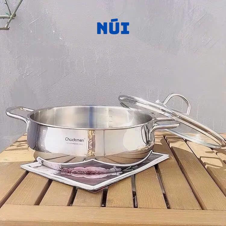 Nồi canh,Nồi Lẩu, Hầm, Luộc Gà Chockmen inox cao cấp 18/10 Đúc liền khối 3 lớp đáy Size 24, 26, 28, 30