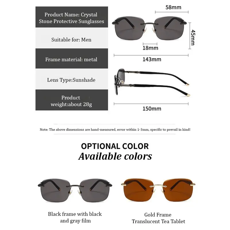 Men's UV protection crystal stone fishing goggles sunglasses for driving 5