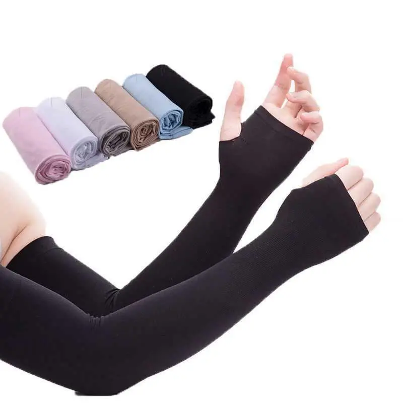 ST1035 Manset Tangan Panjang Polos – Handsock Stocking Muslimah Pria & Wanita Tipis Hitam