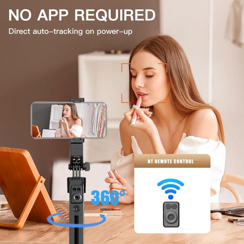 Auto Face Tracking Tripod, 360° Rotation Phone Holder with Remote Control, Moving Tripod for Video Live Stream, Phone Camera Stabilizer, Selfie Stick, Electronics Accessories, Black, Smartphone, Cellphone 5