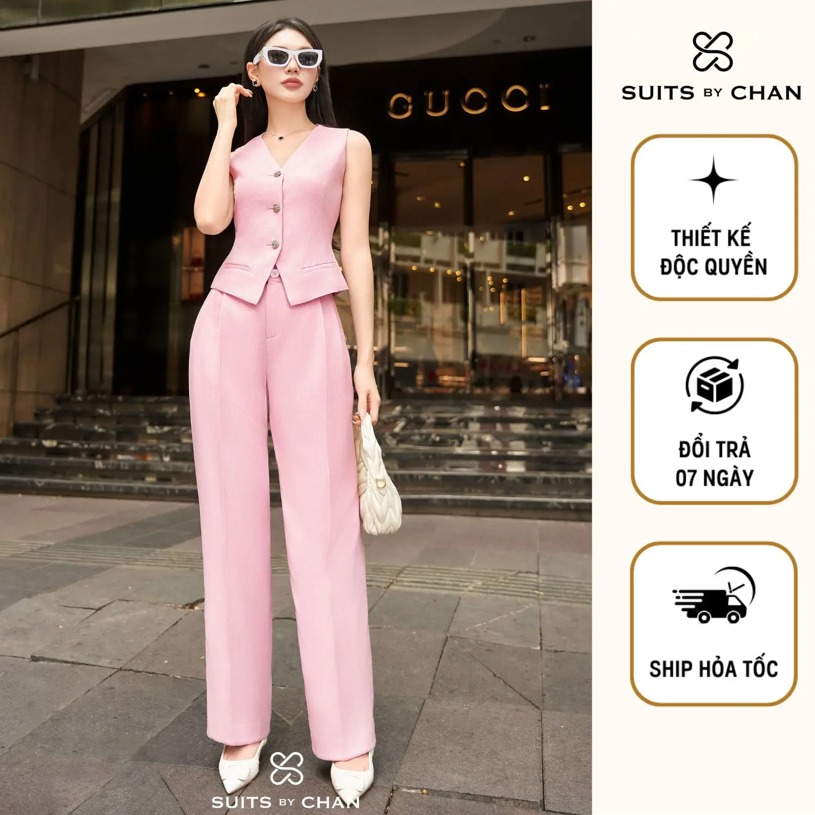 SUITS BY CHAN - Set áo gilet thắt eo sau + Quần dài suông Isabella Set - SCSE00019