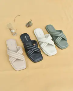 CZ - Cheung Kuedz Elena Sandal Slop Silang Tebal Wanita Sendal