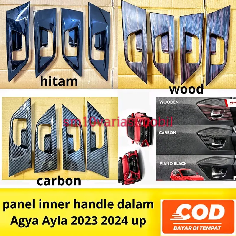 panel inner handle dalam Agya Ayla 2023 2024 2025 Hitam wood carbon 0