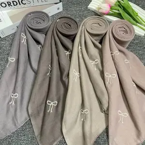 Coquette Hijab Segi Empat Paris Jadul Bordir Motif Pita Kecil