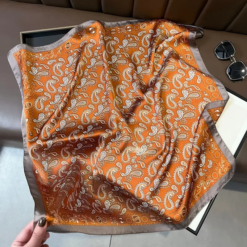 Khăn Quàng Cổ  70x70cm Bằng Lụa Phong Cách Retro Thời Trang Dễ Phối Đồ Women Khăn Choàng Voan Choàng Cổ 5
