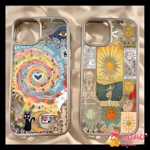 Case HP Untuk IPhone 13 11 15 12 14 Pro Max 8Plus 7Plus XR 7 8 15 14 Plus X XS MAX SE 2020 Lukisan Dinding Fashion Grafiti Kreatif Transparan Terstruktur Soft Cover